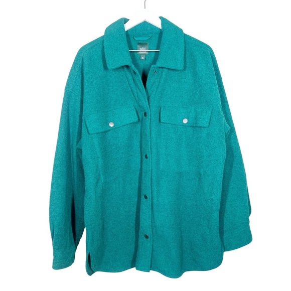 Target Wild Fable Emerald Green Thick Snap Front Shacket Jacket Womens Size XL - Picture 1 of 8